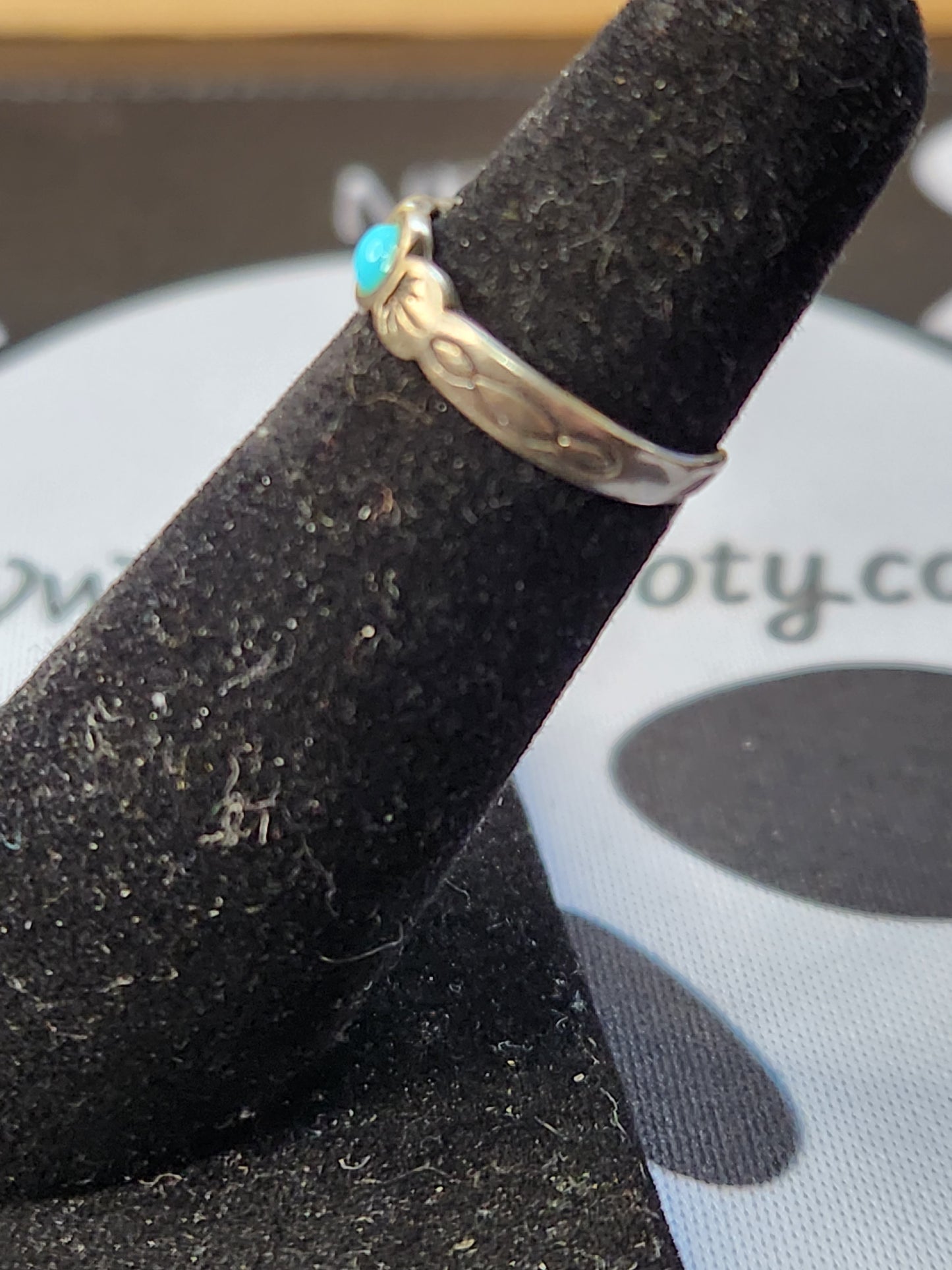 .925 Sterling Silver Turquoise Open Band (signed) Sz 4.5