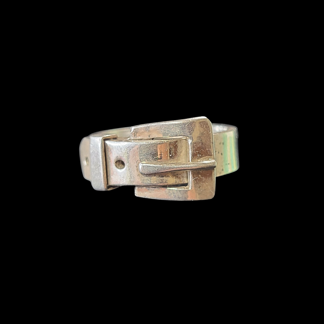 .925 Sterling Silver Belt Buckle Ring