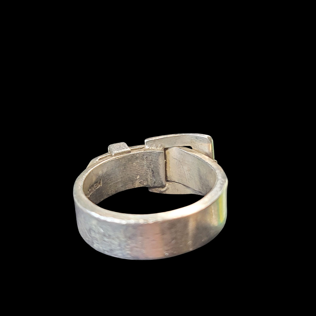 .925 Sterling Silver Belt Buckle Ring